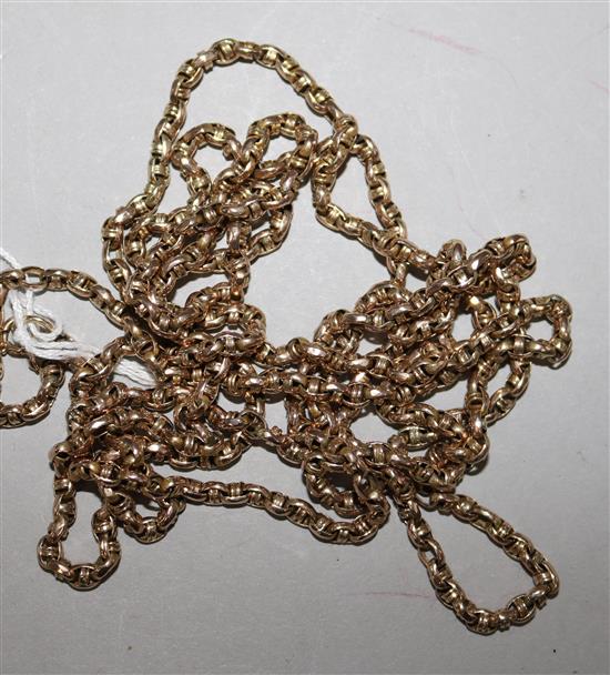 A Victorian gold guard chain, 150cm.